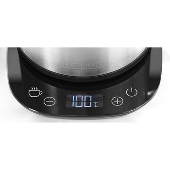 Gastroback Чайник 42426, 2200 W, 1,7 L, 16 A, 220-240 V, 50/60 Hz, Нержавеющая сталь, LCD, Без провода, 240 мин (42426)
