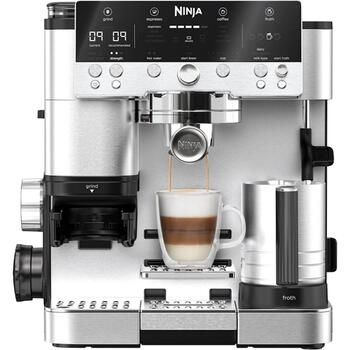 Ninja Эспрессо кофемашина ES601EU, 1650 W, 11 Bar, 2 л, 250 г, встроенная кофемолка, взбиватель молока, сенсорное управление (ES601EU)