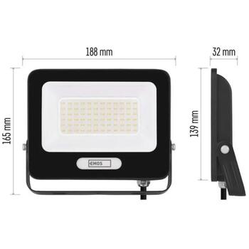 Emos LED прожектор GLARO ZS2244B, 50 W, 5000 lm, IP65, нейтральный белый, алюминий, 120°, 20 000 ч (ZS2244B)