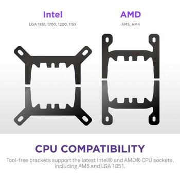 Nzxt viedā kontakligzda RL-KN360-B2, All-in-one šķidrais dzesētājs, 120mm, 3 ventilatori, 73.47cfm, 30dB, FDB, TFT displejs (RL-KN360-B2)
