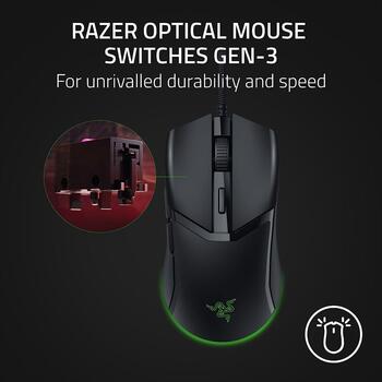 Razer игровая мышь Cobra RZ01-04650100-R3M1, 8500 dpi, USB Type-A, 6 кнопок, оптическая, черная, RGB подсветка (RZ01-04650100-R3M1)