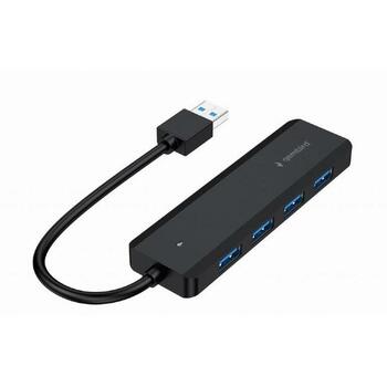 Gembird USB centrmezgls UHB-U3P4P-02 4 porti USB 3.1, melns, strāvas centrmezgls, saderīgs ar Windows 11 (UHB-U3P4P-02)