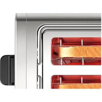 Bosch Maizīšu sildītājs TAT4P420, 970 W, 2 slots, nerūsējošais tērauds/melns, automātiska izslēgšanās, augsts pacēlums (TAT4P420)
