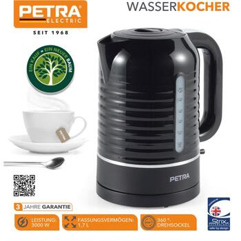 Petra Чайник PT5572BLKVDE, 3000 W, 1.7 л, 360° поворот, индикатор уровня воды, фильтры защиты от накипи (PT5572BLKVDE)