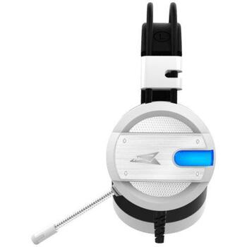 Baracuda Наушники CONCH-W, 307g, Белый, 118dB±3dB, 32Ω, 2.15m, Накладные, Синяя LED подсветка, Встроенный микрофон (CONCH-W)