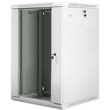Lanberg Настенный шкаф WF01-6618-10S, 18U, 600x600mm, до 60кг, IP20, стеклянная дверь, 4 вертикальные направляющие (WF01-6618-10S)