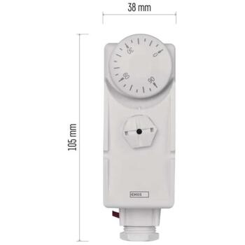 Emos Капиллярный термостат P5682, 230V AC, 50Hz, 1m капиллярный датчик, 0-90°C, ручной термостат (P5682)