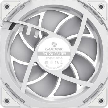 Gamemax Kaste ventilators KF300R WH, 120mm, 800-1600 rpm, 44.35 cfm, PWM atbalsts, ARGB ventilators (KF300R WH)