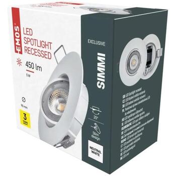 Emos светильник SIMMI ZD3122, 5 W, 450 lm, 230 V, 35 mA, 110°, 4000 K, IP20, встроенный, белый (ZD3122)