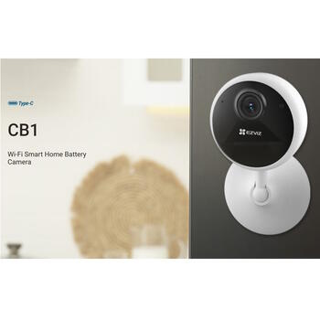 Ezviz CB1 CS-CB1 умная камера для помещений, 2МП, 1080p, ночное видение 5м, 1600мАч, MicroSD до 512ГБ, белый (CS-CB1)