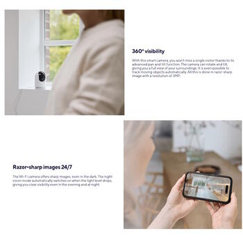 Trust iekštelpu WiFi IP kamera IPCAM-2700 71364 3MP PTZ 360° nakts redzamība 8m kustības noteikšana Balta (71364)