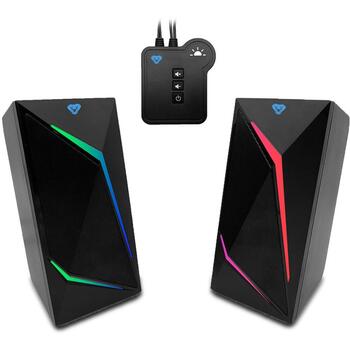 Media-Tech Игровые колонки 2.0 MT3172, 8 Вт, Bluetooth 5.0, RGB, 2 колонки, USB, Line-In, 180-20000 Гц (MT3172)
