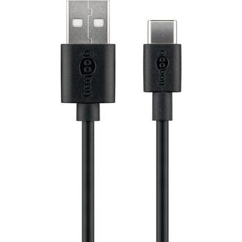 Goobay USB-C kabelis 59122, 2 m, 3 A, sinhronizācija un uzlāde, melns (59122)
