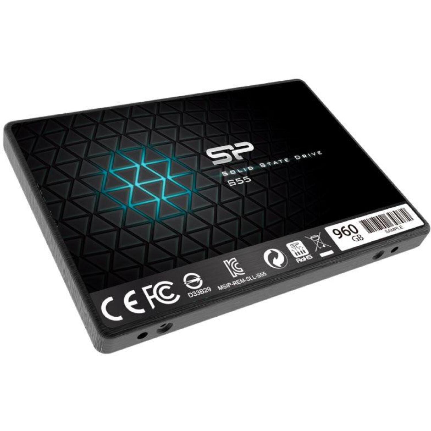 Silicon Power SSD Slim S55 240GB SP240GBSS3S55S25, 240 ГБ, 2,5'', SATA III 6 Гбит/с, 460 МБ/с, 450 МБ/с, ультратонкий дизайн, TRIM (SP240GBSS3S55S25)