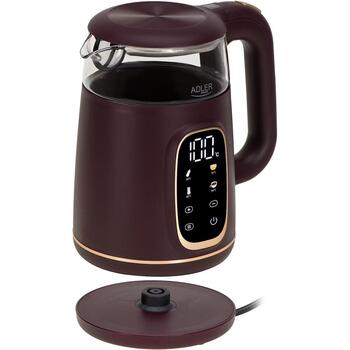 Adler Электрический чайник AD 1305bu, 2200 W, 1.7 L, Пластик, 360° поворотная база, Бордовый (AD 1305bu)