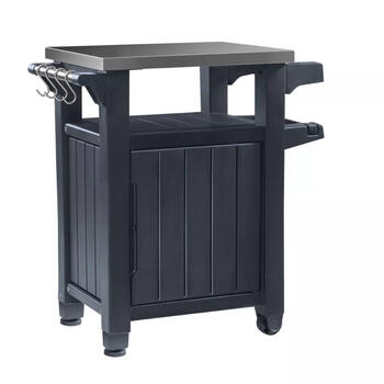 Keter Unity 105L стол для гриля 29202663939, 82x52x90см, 15кг, серый, поверхность из нержавеющей стали, колесики (29202663939)