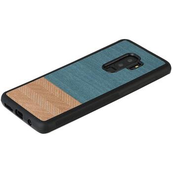 Man&Wood Чехол M6140B, 6.2, Синий, натуральное дерево, поликарбонат, совместим с Samsung Galaxy S9 Plus (M6140B)