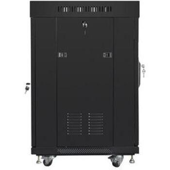 Lanberg Rack шкаф 19 15U 600x600, черный, стеклянная дверь, IP20, 800кг, 4 вертикальные рейки, 2 слота для вентиляторов (FF01-6615-12BL)