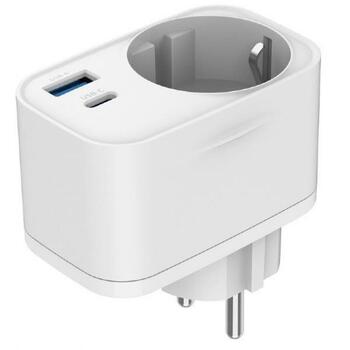 Gembird Зарядное устройство TA-ACPDQC20-01-W 20W, 2 порта, 110-230V, 3680W, 3A, 2.22A, 1x USB 2.0, 1x Type-C (TA-ACPDQC20-01-W)