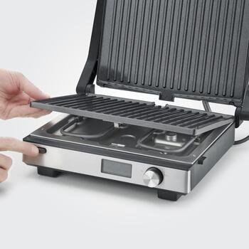 Severin KG 2380 гриль, 2000 Вт, 220 °C, 2 положения, керамическое покрытие, сменные пластины, можно мыть в посудомоечной машине (2380)