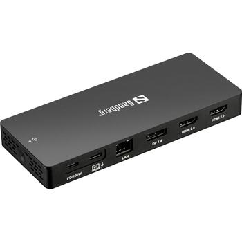 Sandberg USB-C 13in1 док-станция Pro 136-61, 100W, 2xHDMI, 1xDP, 3xUSB 3.0, 1xUSB-C 3.1, 1xRJ45, 1xAudio, 1xSD, 1xMicroSD (136-61)