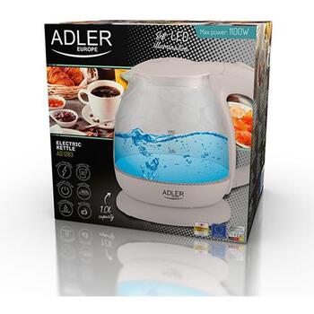 Adler Чайник AD 1283C, 900 W, 1 L, Стекло, 360° поворотная база, Кремовый (AD 1283 cream)