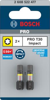 Skrūvgrieža uzg.T30 /L=25 2 gab./ Impact, Tiecienskrūvgriežiem, akumulatoru skrūvgriežiem PRO IMPACT T SKRŪVGRIEŽA UZGALIS, 2608522477, BOSCH (2608522477)