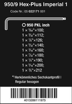 Seškanšu atslēgu komplekts 950/9 Hex-Plus Imperial 1 (9gab.) 05022171001 WERA (05022171001)