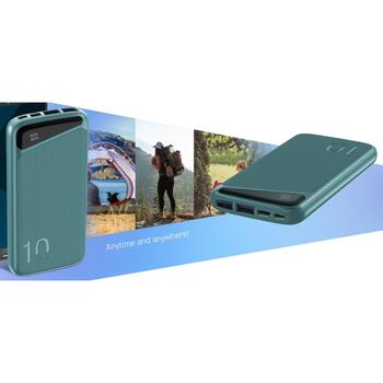 Navitel PWR10 MX Green, 10000mAh, 3.7V, 37Wh, 2xUSB-A, divvirzienu USB-C, mikro-USB, aizsardzība pret pārlādēšanu (PWR10 MX Green)