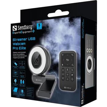 Sandberg Streamer USB веб-камера Pro Elite 134-39, 2560x1440, 60fps, USB 2.0, 2m, черный, автофокус, встроенный микрофон (134-39)