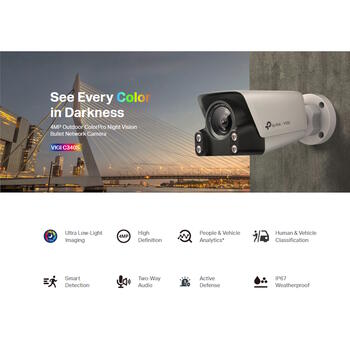 Tp-Link камера наблюдения VIGI C340S(4mm), 4MP, 4mm, F1.0, H.265+, IP67, 30m, 120dB, двустороннее аудио (VIGIC340S(4MM))