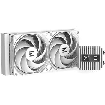 Zalman šķidruma CPU dzesētājs ALPHA2 V2 A24 WHITE, 240mm, 2 ventilatori, 800-2000rpm, 29.7dB, RGB, LCD displejs, balts (ALPHA2 V2 A24 WHITE)