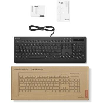 Lenovo Klaviatūra Smartcard II 4Y41R64720, USB, 106 taustiņi, melna, plunger tipa slēdzis (4Y41R64720)