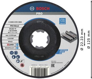 X-LOCK Standard for Metal 125 × 6 × 22,23 mm, Mazām leņķa slīpmašīnām PRO METAL SLĪPRIPA, 2608619366, BOSCH (2608619366)