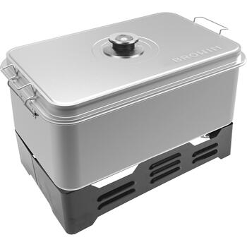 Browin 330006 уличная коптильня, 49см, 27см, 3.92кг, нержавеющая сталь, 3 решетки, 2 горелки, термометр (330006)