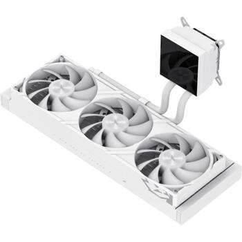 Gamemax procesora šķidruma dzesētājs GLACIER 360 LCD WH, 85.82 cfm, TDP līdz 330W, ARGB ventilators, 800-2000 rpm (GLACIER 360 LCD WH)