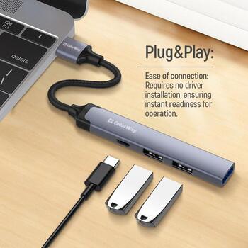 Colorway док-станция CW-HUB05, 2xUSB A 2.0, 1xUSB A 3.0, 1xUSB C 2.0, корпус из алюминиевого сплава (CW-HUB05)