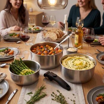 Russell Hobbs Набор кастрюль RH04034, серебристый, нержавеющая сталь, съемная ручка, 4 шт. (RH04034)