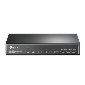 TP-LINK TL-SF1009P galda komutators, 9x10/100Mbps, 8xPoE+ 30W, 65W, 250m, 1.8Gbps, nepārvaldāms (TL-SF1009P)