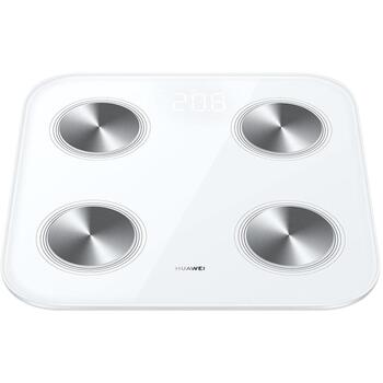 Huawei Умные весы для тела Scale 3 55020ABM, 4x AAA, Bluetooth 5.0, LED, анализ тела, белый (55020ABM)