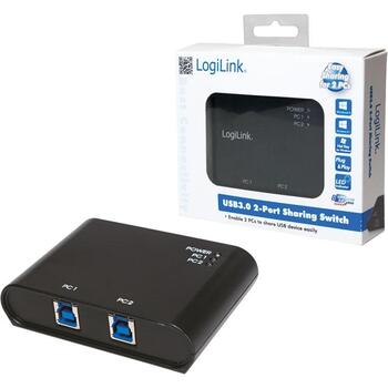 Logilink USB коммутатор UA0216, 2x USB 3.0, 5 Гбит/с, черный, питание от USB, USB 1.1/2.0/3.0 (UA0216)