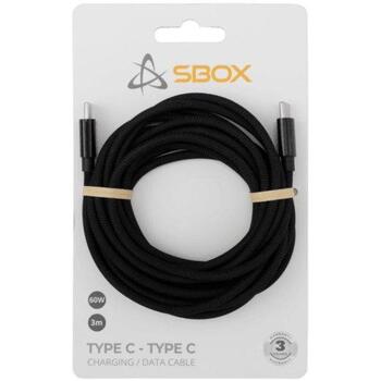 Sbox USB кабель USB-TYPEC-TYPEC-3, 3м, 60W, USB 2.0, черный, 3A, 480Mbit/s (USB-TYPEC-TYPEC-3)
