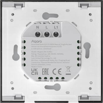 Aqara Умный настенный выключатель WS-EUK03-G, 150 г, 100-250 В, 1 кнопка, ZigBee 3.0, дистанционное управление, таймер (WS-EUK03-G)