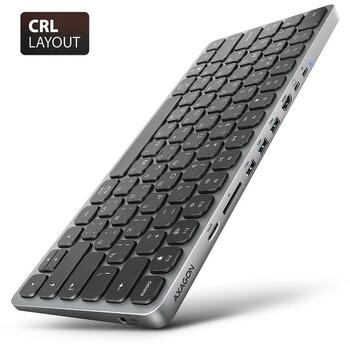 Axagon dokstacija HMC-KB-CRL, 9in1, 0.6m, USB Type-C, 3 USB 5Gbps, HDMI līdz 4K, atmiņas karšu lasītājs, austiņu izeja (HMC-KB-CRL)