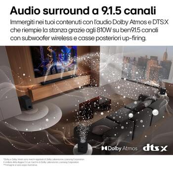 Lg звуковая панель S95TR, 810 Вт, 9.1.5 канала, Bluetooth, Wi-Fi, Dolby Atmos, активный сабвуфер, 10 динамиков (S95TR)