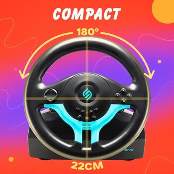 Subsonic Руль SV 250-S SA5578-1, 22см, 180°, 2 педали, проводной, двойная вибрация, PS4, PS3, XBOX ONE, ПК, SWITCH (SA5578-1)