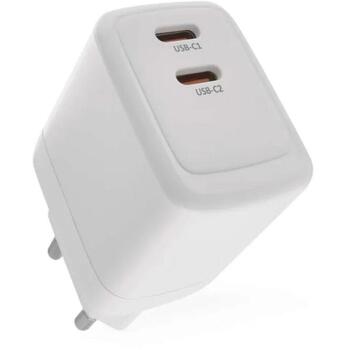 Emos Универсальное USB настенное зарядное устройство GaN V03G35, 35 W, 100–240 V, 2x USB, быстрая зарядка, защита от перегрузки (V03G35)