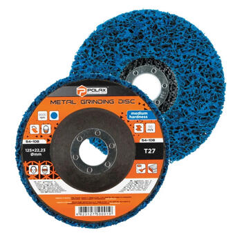 Slīpdisks rūsas, krāsas noņemšanai T27 125mm, zils, vidēja cietība. Polax (54-108)
