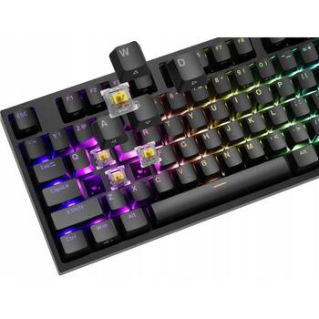 Genesis klaviatūra THOR 404 NKG-2297, mehāniskā, RGB, 107 taustiņi, Gateron Yellow Pro, USB Type-A, melna (NKG-2297)