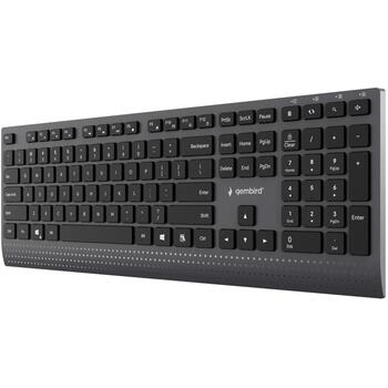 Gembird KB-MCH-06 тонкая проводная мультимедийная клавиатура, адаптер Type-C, раскладка US, черная, 1.8м, 109 клавиш (KB-MCH-06)